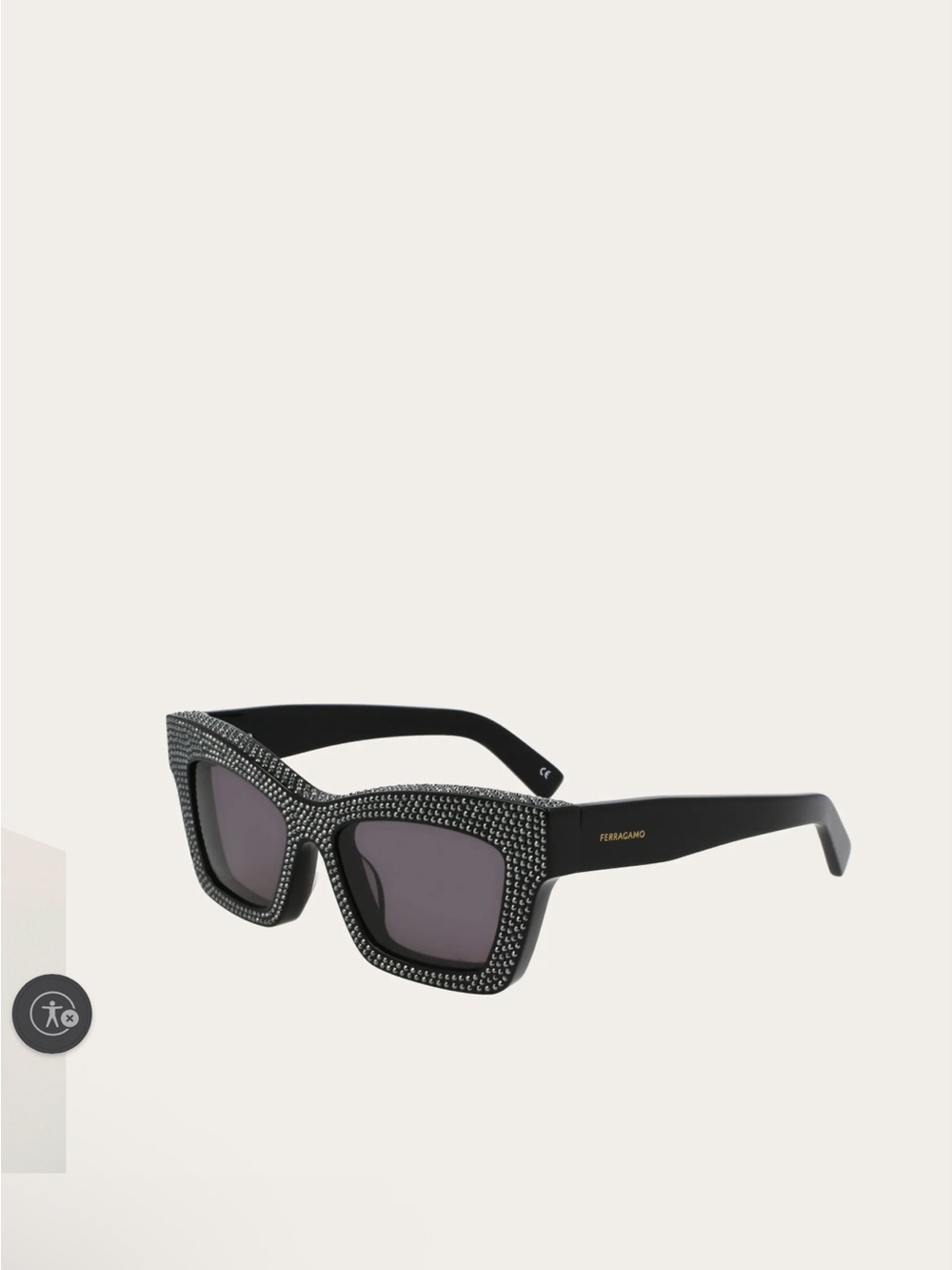 Salvatore Ferragamo Black Crystal-Studded Square Sunglasses - Picture 6 of 7